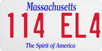 MA license plate 114EL4