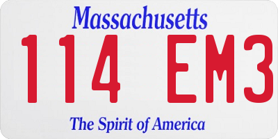 MA license plate 114EM3