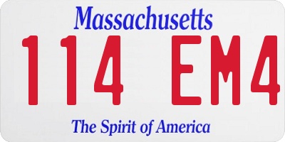 MA license plate 114EM4