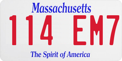 MA license plate 114EM7