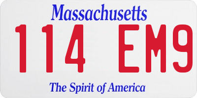 MA license plate 114EM9
