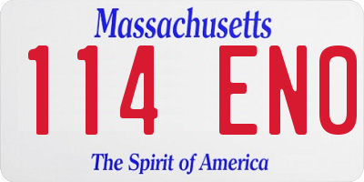 MA license plate 114EN0