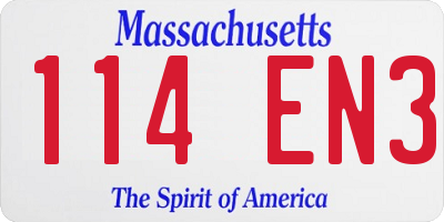 MA license plate 114EN3