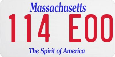 MA license plate 114EO0
