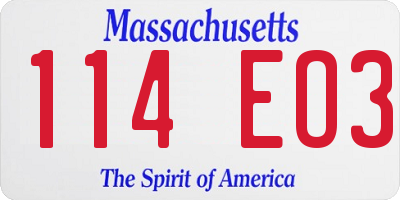 MA license plate 114EO3