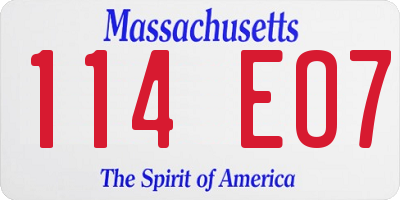 MA license plate 114EO7