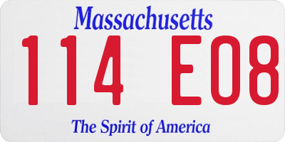 MA license plate 114EO8