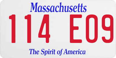 MA license plate 114EO9