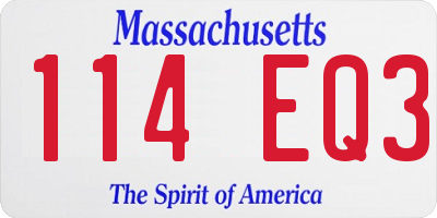 MA license plate 114EQ3