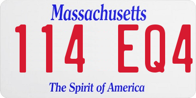 MA license plate 114EQ4