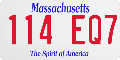 MA license plate 114EQ7