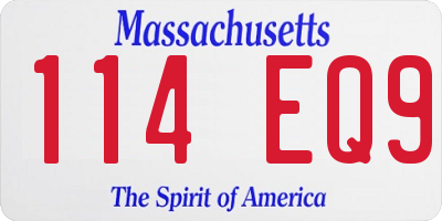 MA license plate 114EQ9