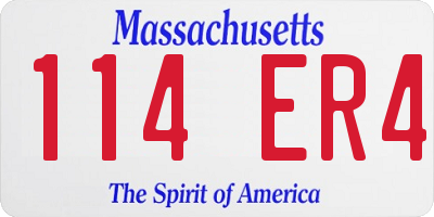 MA license plate 114ER4