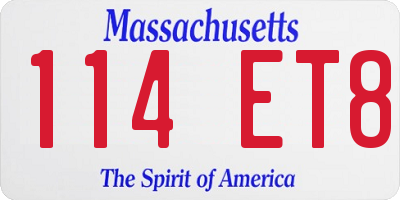 MA license plate 114ET8