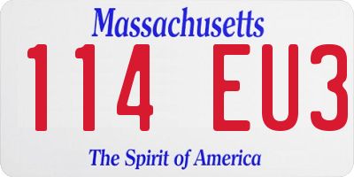 MA license plate 114EU3