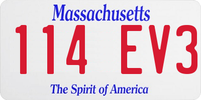 MA license plate 114EV3