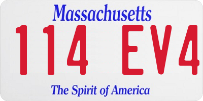 MA license plate 114EV4