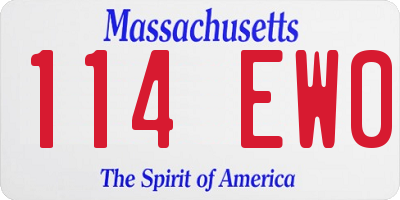 MA license plate 114EW0