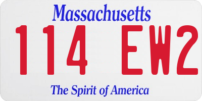 MA license plate 114EW2