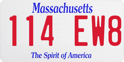MA license plate 114EW8