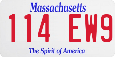 MA license plate 114EW9