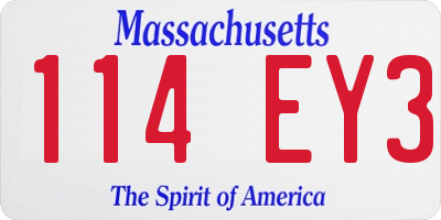 MA license plate 114EY3