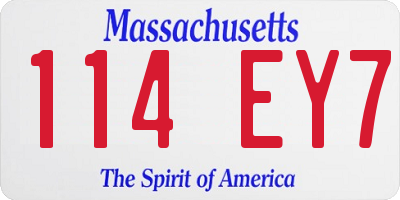 MA license plate 114EY7