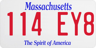 MA license plate 114EY8