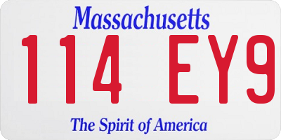 MA license plate 114EY9