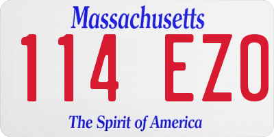 MA license plate 114EZ0