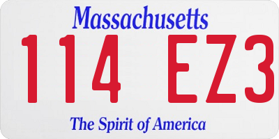 MA license plate 114EZ3