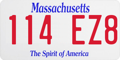 MA license plate 114EZ8