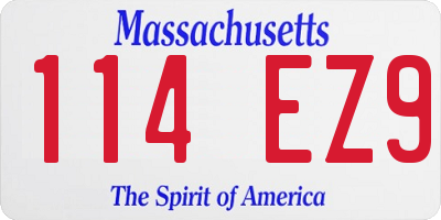 MA license plate 114EZ9
