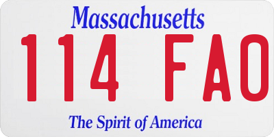 MA license plate 114FA0