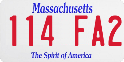 MA license plate 114FA2