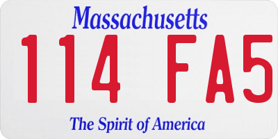 MA license plate 114FA5
