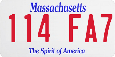 MA license plate 114FA7