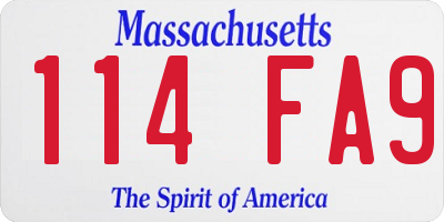 MA license plate 114FA9