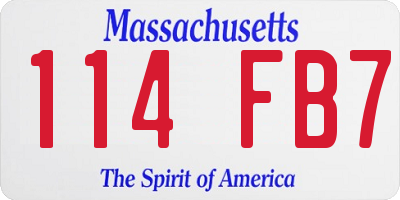 MA license plate 114FB7
