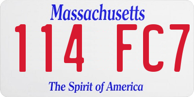 MA license plate 114FC7