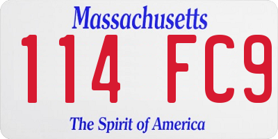 MA license plate 114FC9