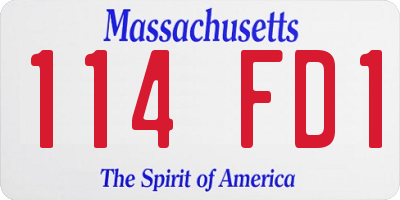 MA license plate 114FD1