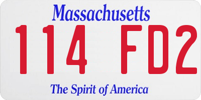 MA license plate 114FD2
