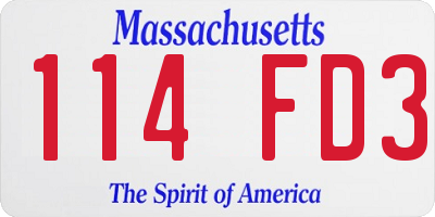 MA license plate 114FD3
