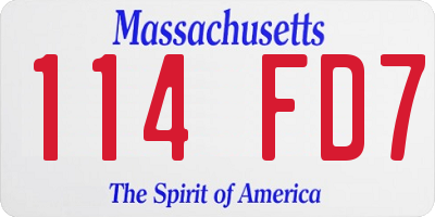 MA license plate 114FD7