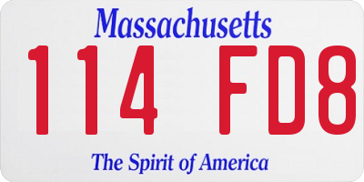 MA license plate 114FD8