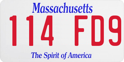 MA license plate 114FD9