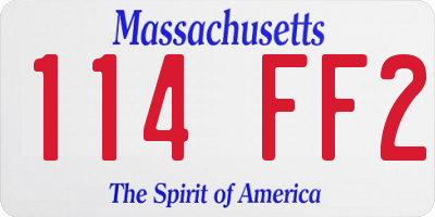 MA license plate 114FF2