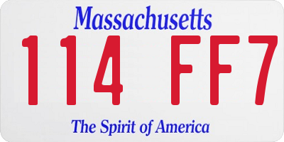 MA license plate 114FF7