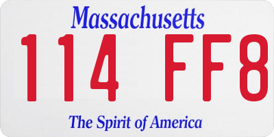 MA license plate 114FF8